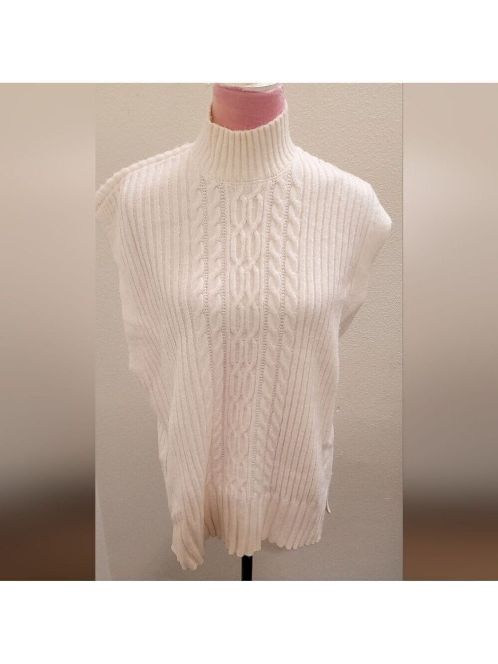 LOFT Cream Cable Knit Turtleneck Sweater